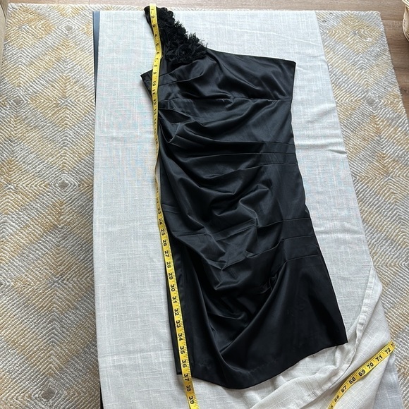 Ruby rox one shoulder ruched midi black cocktail dress SZ 5 - Picture 9 of 11